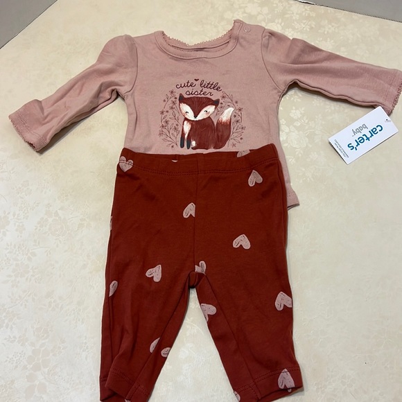 Carter's Other - Carter's Little Sister Fox Top and bottoms size 3months
